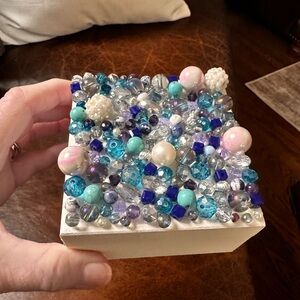 Hand Crafted Beaded Decorative Accent trinket box